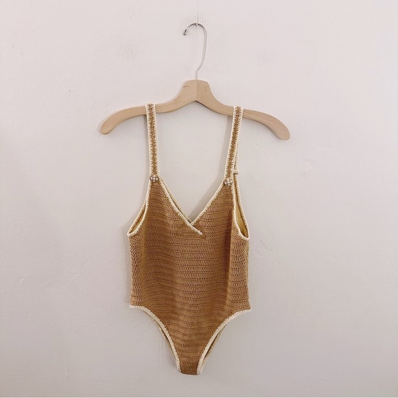 Maiyo x Natalie Off Duty Crochet One Piece Swimsuit Swimwear Influencer - Picture 2 of 5